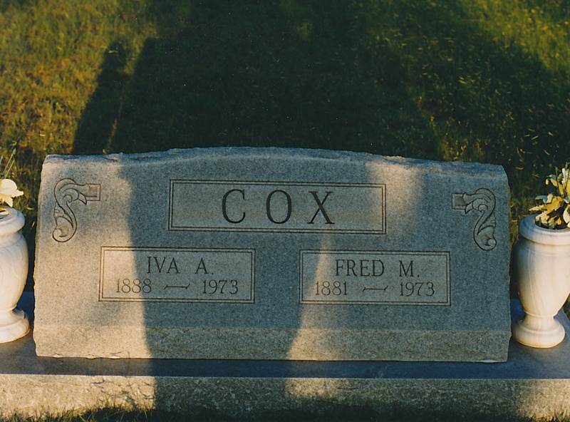 Section G, Lot 155A
COX
IVA A
1888 - 1973
FRED M
1881 - 1973 Cox_Fred_and_Iva.jpg