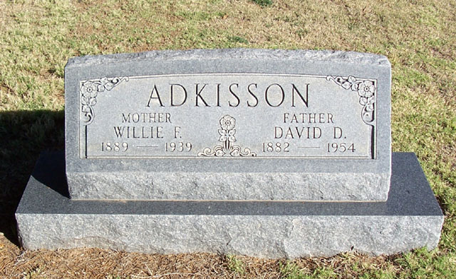 ADKISSON
Mother
Willie F
1889-1939
Father
David D
1882-1954 ADKISSON.jpg